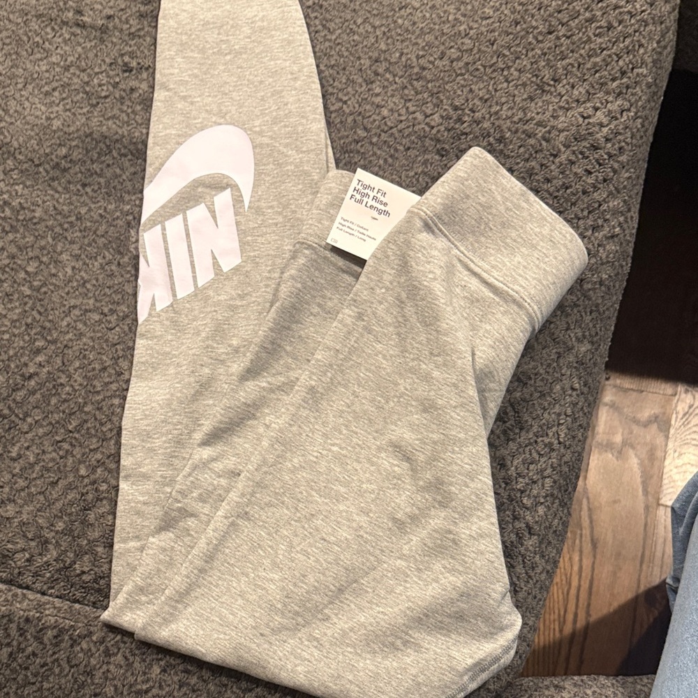 Nike Heather Gray Joggers with White Logo